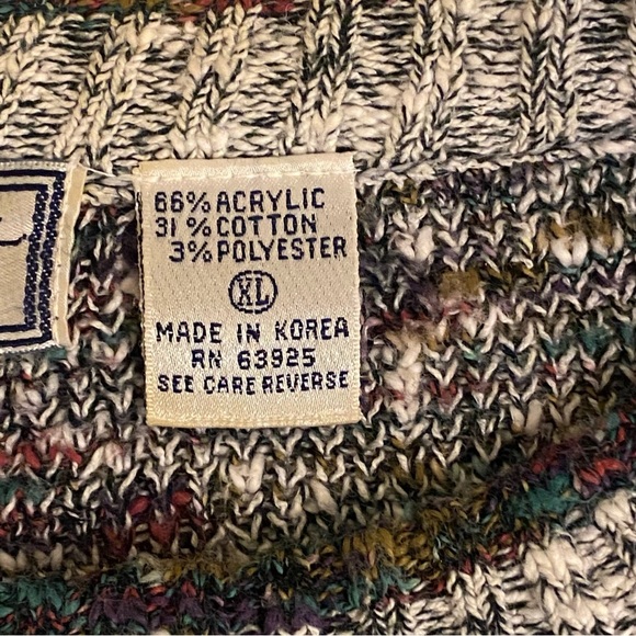 Vintage Michael Gerald Sweater Size XL Knit Pullover Geometric 90s Crewneck - Picture 7 of 10